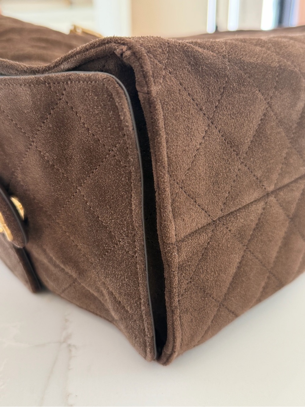 CHANEL 25 Dark Brown Suede Hobo with Gold Chain and CC Charm MEDIUM - Picture 7 of 15